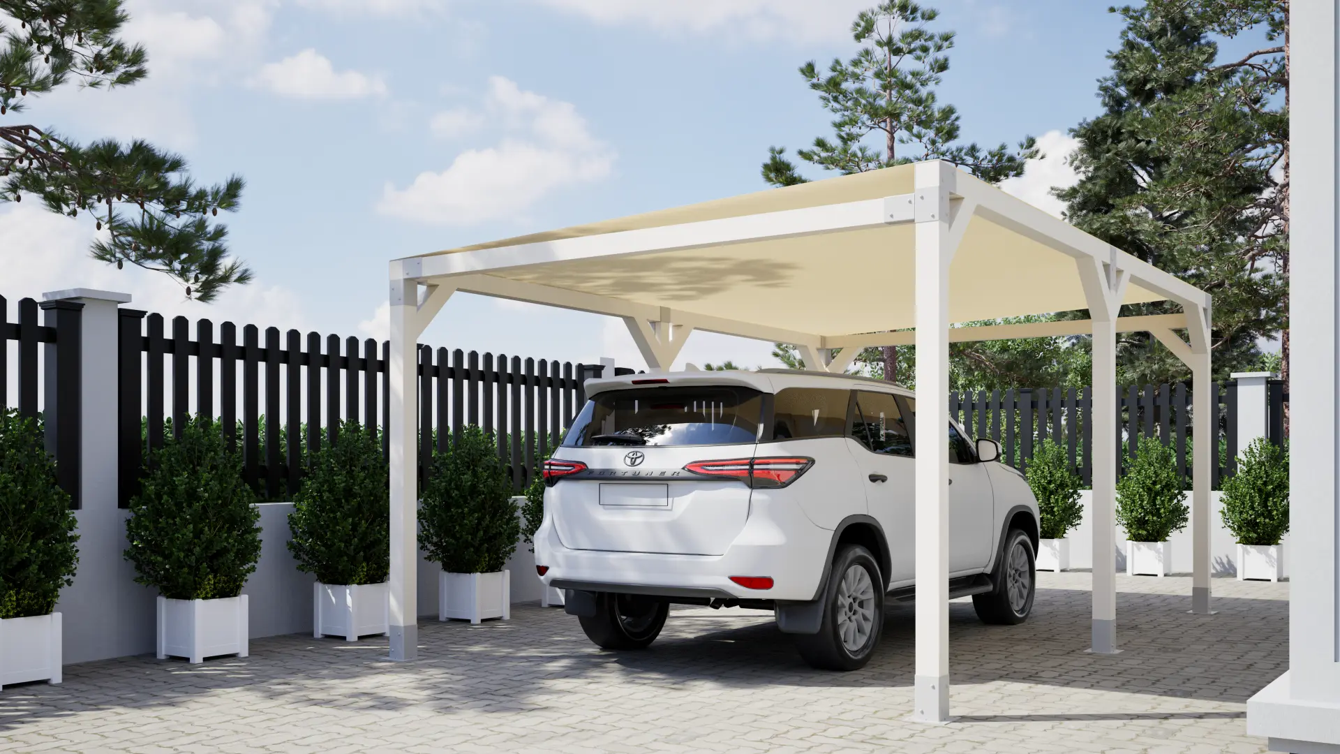 Carport SOL Collection protegiendo un coche